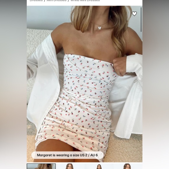 Princess Polly Dresses & Skirts - White Floral Strapless Mini Dress